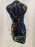 Women Evening Gown Sexy Sleeveless Vintage Party Sequins Dress