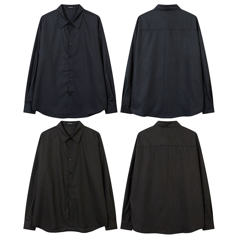 Unisex Vintage Shirt Loose Pendant Striped Long Sleeve Shirt