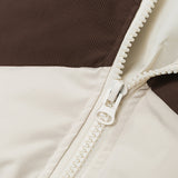 Unisex Winter Cotton Coat Retro Patchwork Contrast Color Stand-up Collar Letter Warm and Loose Cotton Jacket
