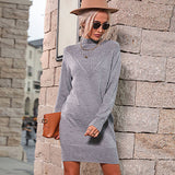 Women Knitted Sweater Autumn and Winter Turtleneck Woolen Skirt