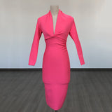 Women's Evening Dress Sexy V-neck Long Sleeve Bandage One-Piece Dress