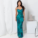 Women Dresses Spring Sexy Backless Printing Slip Dress