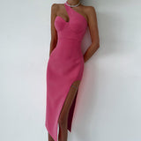 Women Dresses Sexy Slit Dress Spring Slim-Fitting Long Dress