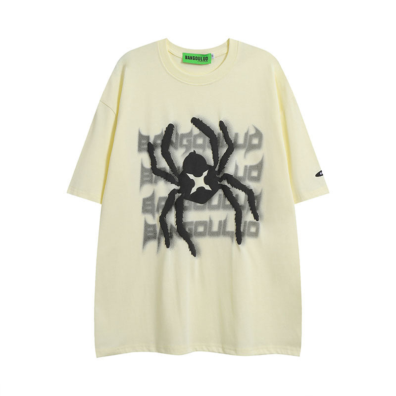 Men T Shirt Spider Puff Print Short Sleeve T-shirt