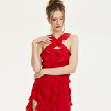Women Dresses Sexy Dress High Red Dress Skirt (Zns0409)