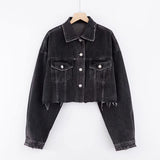 Women Jacket Washed and Worn Loose Short Lapels Jeans