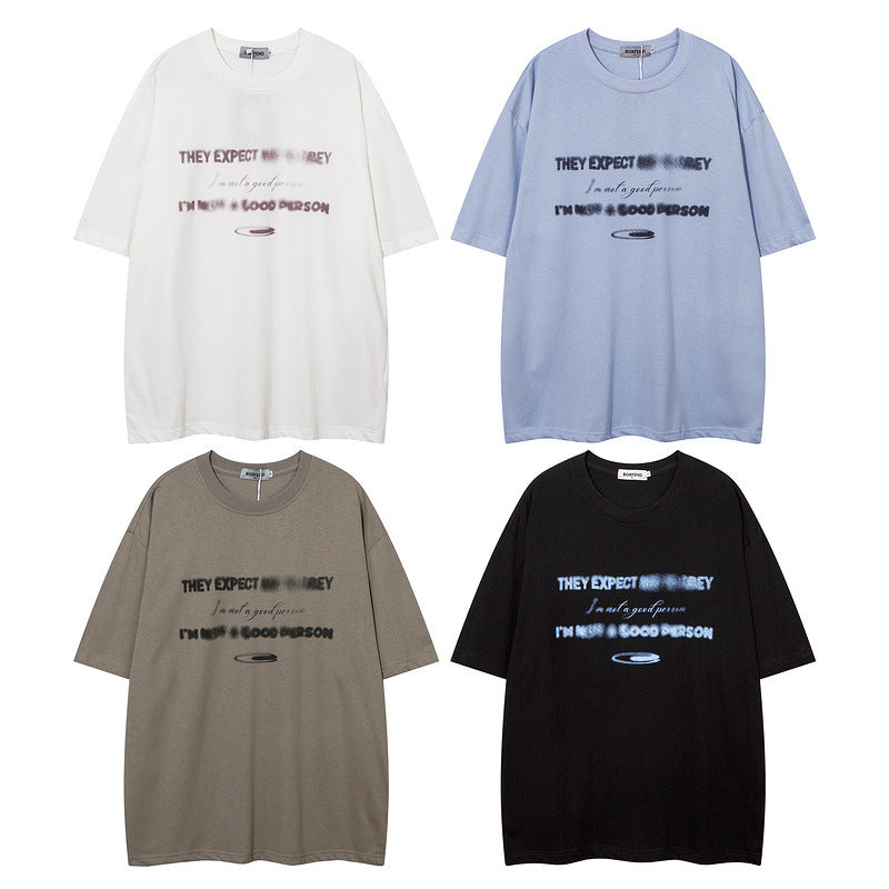 Men T Shirt Letter Oversize Short Sleeve T-shirt