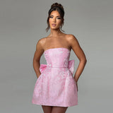 Women Dresses Summer Sexy Bowknot Mini Dress