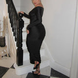 Women Dresse Sexy off-the-Shoulder Dress V-neck Formal Dress
