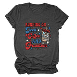 Crew neck women's short sleeves running on jced collee and freedomt t-shirt