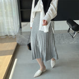 Women Knitted Skirt Autumn and Winter Knitting Skirt Pleated Skirt Loose
