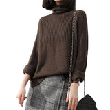 Women Knitted Pullover Turtleneck Autumn Sweater Loose Base Shirt