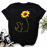 Maycaur Women's T-shirt Casual Kawaii Sunflower Butterfly