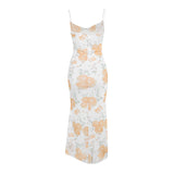 Women Dresses Summer Dress Mesh Floral Print Sling Slim Fit Dress