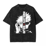 2024Japan Anime Print Oversize Cotton Mens Vintage TShirt