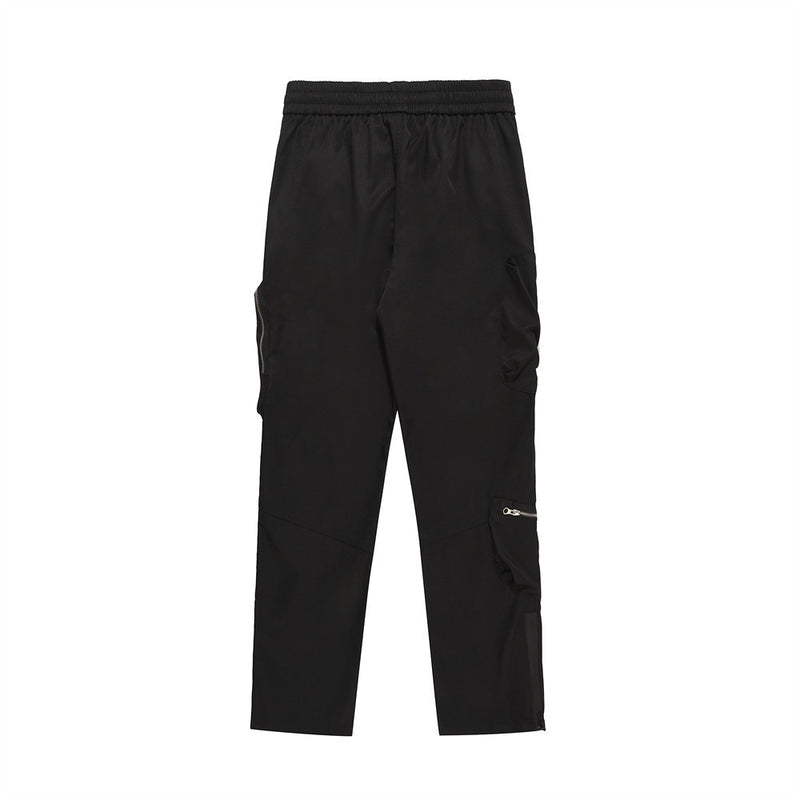 Men Sweatpants Tooling Multi-Pocket Slacks Mechanical Style Elastic-Waist Straight-Leg Pants Loose Track Pants