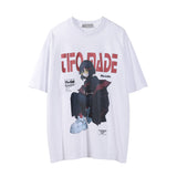 Men Vintage T-Shirt Printed Short-Sleeved T-shirt Men's Loose Casual Summer Distressed Wash