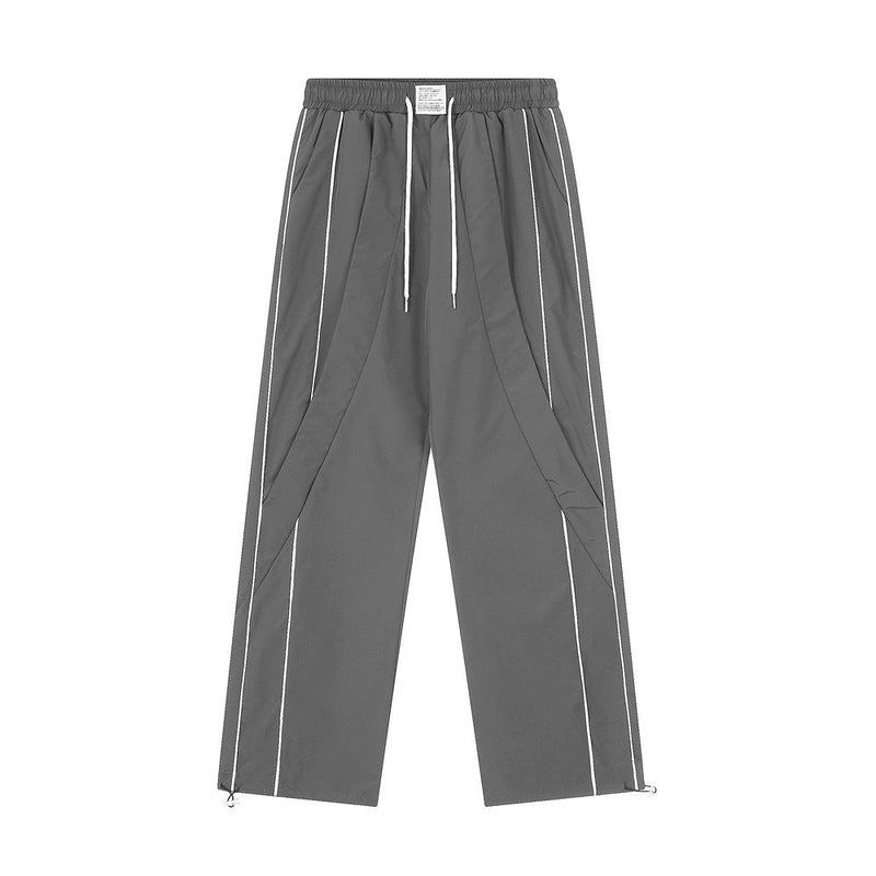 Men Sweatpants Stitching Wide-Leg Straight Trousers Men's Leisure Sports Outdoor Technical Trousers