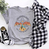 Wanderlust Letter Print T Shirt Hiking Wilderness Graphic