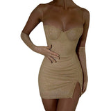 Women Dresses Shiny Sexy Suspender Hip Skirt