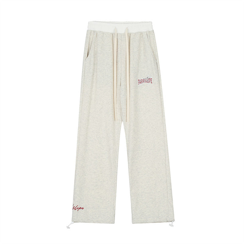 Men Sweatpants Stitching Straight Casual Pants Men's Letter Embroidered Trousers