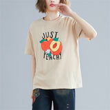 sunfiz HJN Just Peachy Funny Letter T-Shirt Hipster Girl