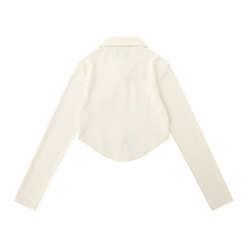 Women Jacket Waffle Coat Women's Autumn Zipper Cardigan Long Sleeve Top