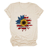T-shirt pattern sunflower print round neck casual short sleeve