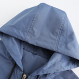 Women Trench Coat Spring and Autumn Anorak Women's Long Sleeve Zipper Drawstring Coat