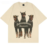 Vintage Doberman Dog Graphic Print Man T-Shirt Oversized