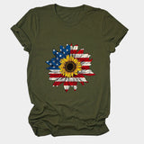 T-shirt pattern sunflower print round neck casual short sleeve