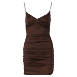 Women Dresses Summer Sexy V-neck Backless Slim Fit Sheath Jumpsuit Skirt (Bla0420)