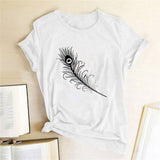 Woman Aesthetic Clothes Vintage Feather Print Women's T Shirt