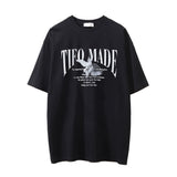 Men Vintage T-shirt Peace Dove Flower Print Short Sleeve T-shirt