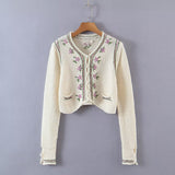 Women Sweater Knitwear Autumn and Winter Sweater Coat Women's Embroidered Knitted Cardigan