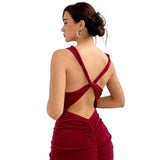 Women Dress round Neck Backless Party Slim-Fit Sheath Dress