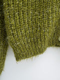 Women Sweater Knitwear Spring and Autumn V-neck Single-Breasted Thick Stick Short Knitted Sweater Cardigan Loose Long Sleeve Jacket