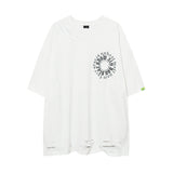 Men T Shirt Gothic Retro Washed Ripped Distressed Short Sleeve T-shirt