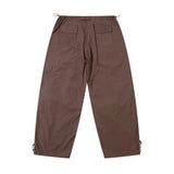 Men Sweatpants Pleated Loose-Fitting Wide-Leg Trousers Outdoor Sports Drawstring Ankle Banded Pants