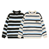 Unisex Sweater Autumn Striped Embroidered Sweater