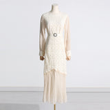 Women Dresses Spring Embroidery Mesh Dress Long Dress (Qymy0409)