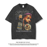 Mens Vintage baseball T-Shirt NFL Rugby OBJ Printed Short Sleeve T-Shirt Washed Old Top