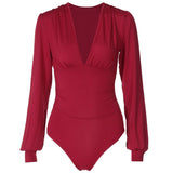 Women Jumpsuit Spring and Summer Sexy V-neck Slim-Fit Long Sleeve Jumpsuit