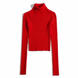 Women Sweater Knitwear Fall Base Knitwear High Neck Short Lightweight Sweater