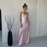 Women Dresses Summer Backless Slit Sling Dress
