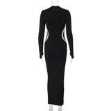 Women Dresses Fall Slim Fit round-Neck Long-Sleeved Dress