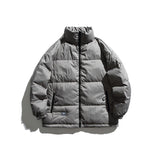Unisex Winter Cotton Coat Stand-up Collar down Jacket Vintage Zipper Pocket down Jacket