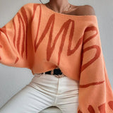 Women Knitted Sweater Loose Pullover Knitting Sweater Lantern Sleeve Sweater