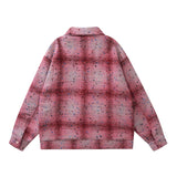 Men Jacket Coat Vintage Plaid Lapel Jacket