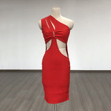 Women Evening Dress Sexy Cutout Slim-Fit Evening Dress Bandage One-Piece Dress